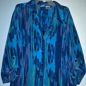 JMS Just My Size Tunic Top with Attached Cami Button Up Front & Sleeves Size 4X